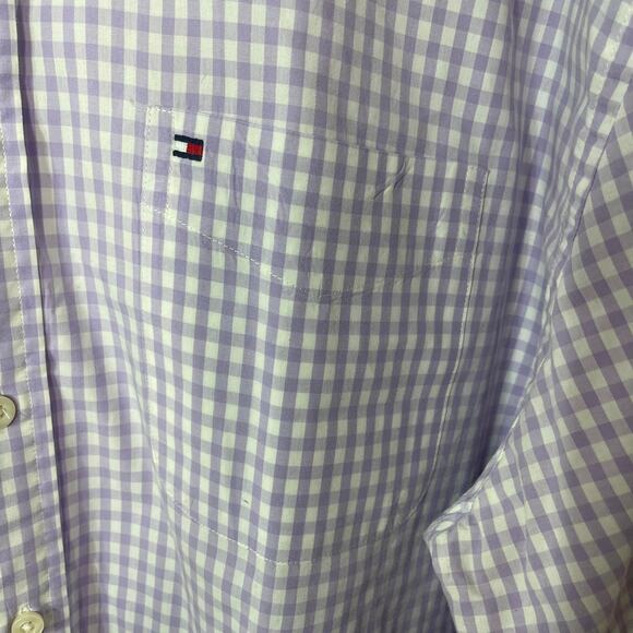Tommy Hilfiger men's button down up shirt size 2XL xxl white purple check violet - Picture 3 of 16